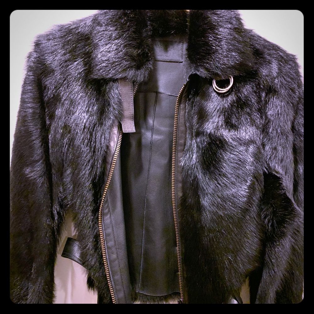 Prada waist length jacket (Sheepskin) Black fur.